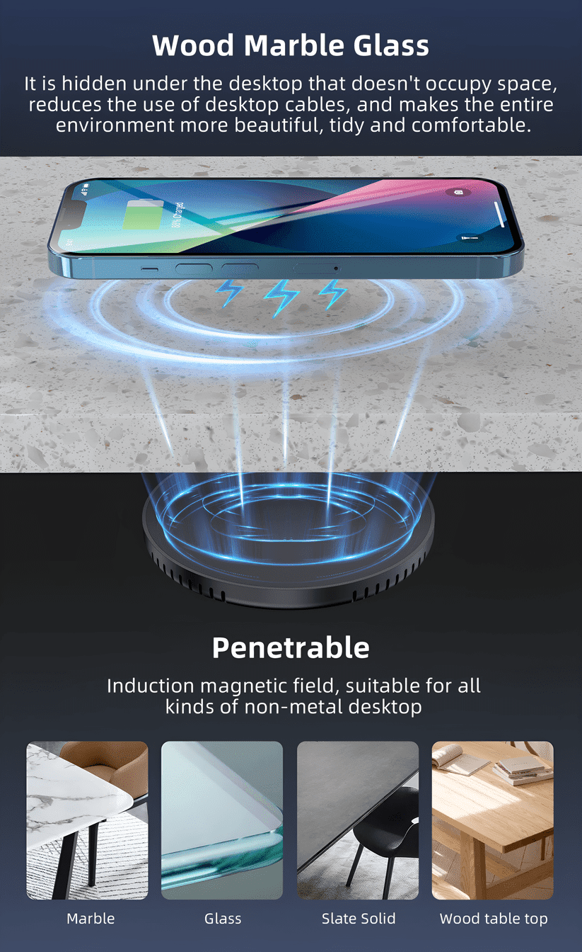 Choetech Invisible 10W Undertable Wireless Mobile Charger
