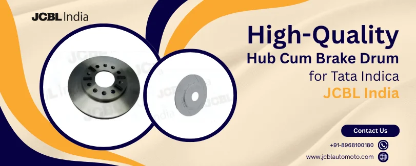 JCBL India banner showcasing a hub cum brake drum for Tata Indica.