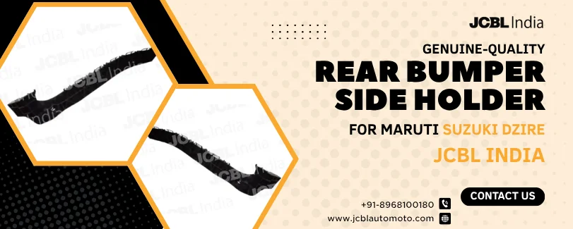 JCBL India banner featuring a genuine-quality rear bumper side holder for Maruti Suzuki Dzire.